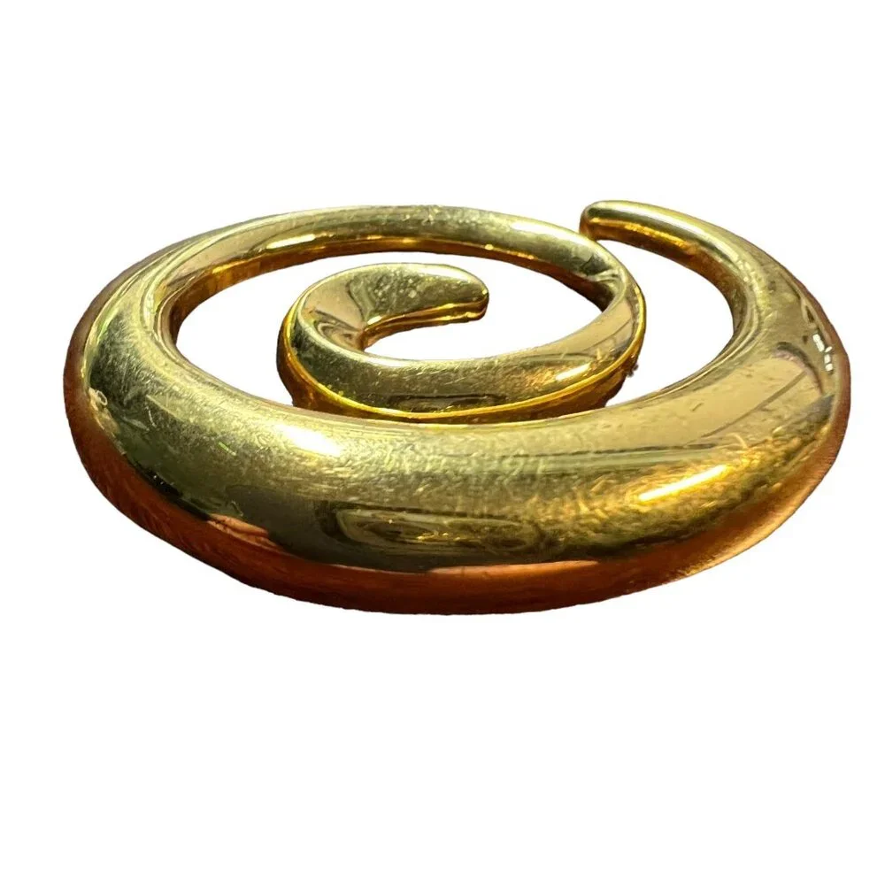 Napier Brooch Swirl‎ Circle Goldtone Vintage Swirl Pin